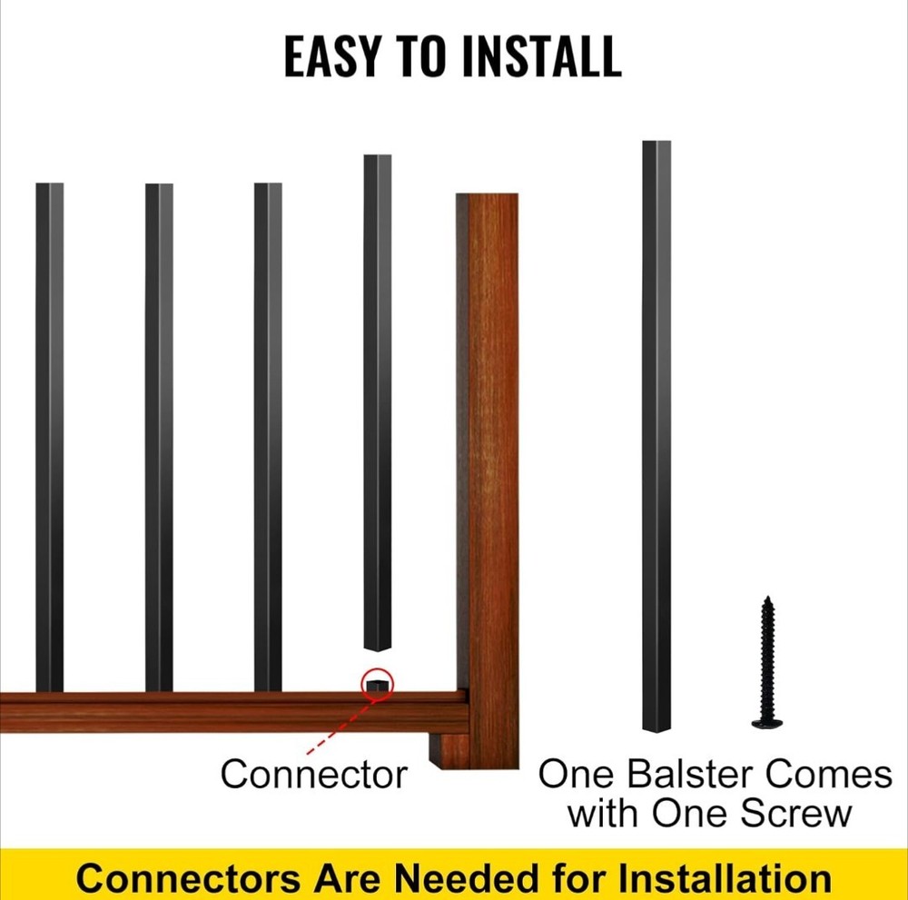 VEVOR 101 Pack 26"x3/4" Deck Balusters Metal Spindles Railing & Screws