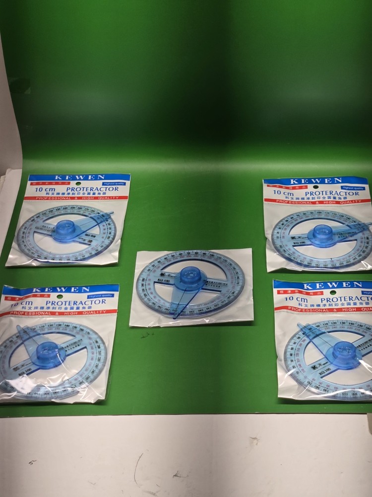 5 X ANGLE PROTRACTORS 360;°-10cm-4"- CLEAR SCALE LABOR SAVING  ANGLE BLUE...