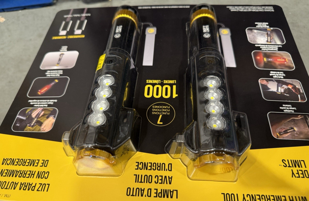 KC AutoLight 2 Pack 1000LM Emergency Flashlight Tool Magnetic Base Rechargeable
