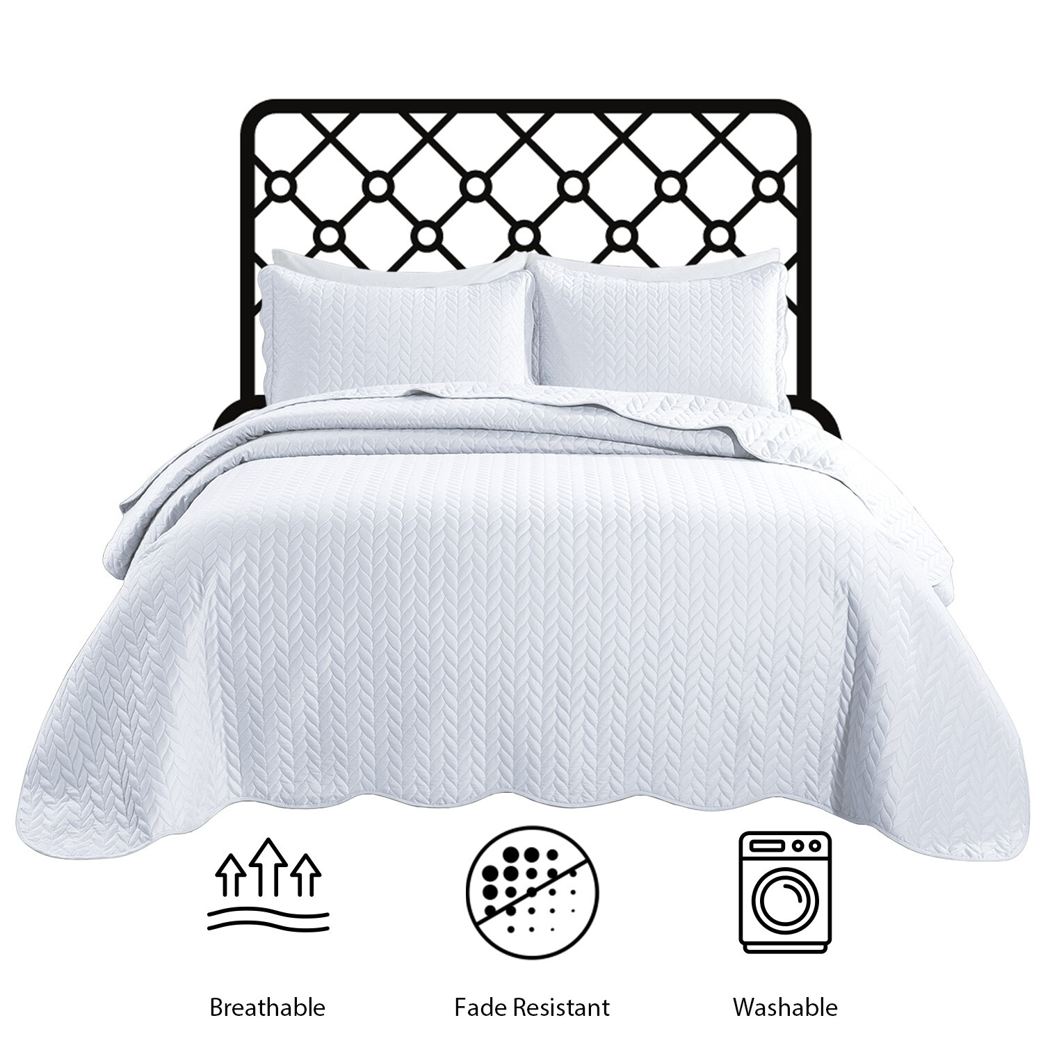 Luxury Bedspread Bedding Set 3 Piece Quilted Coverlet Bed Throw Queen King Size