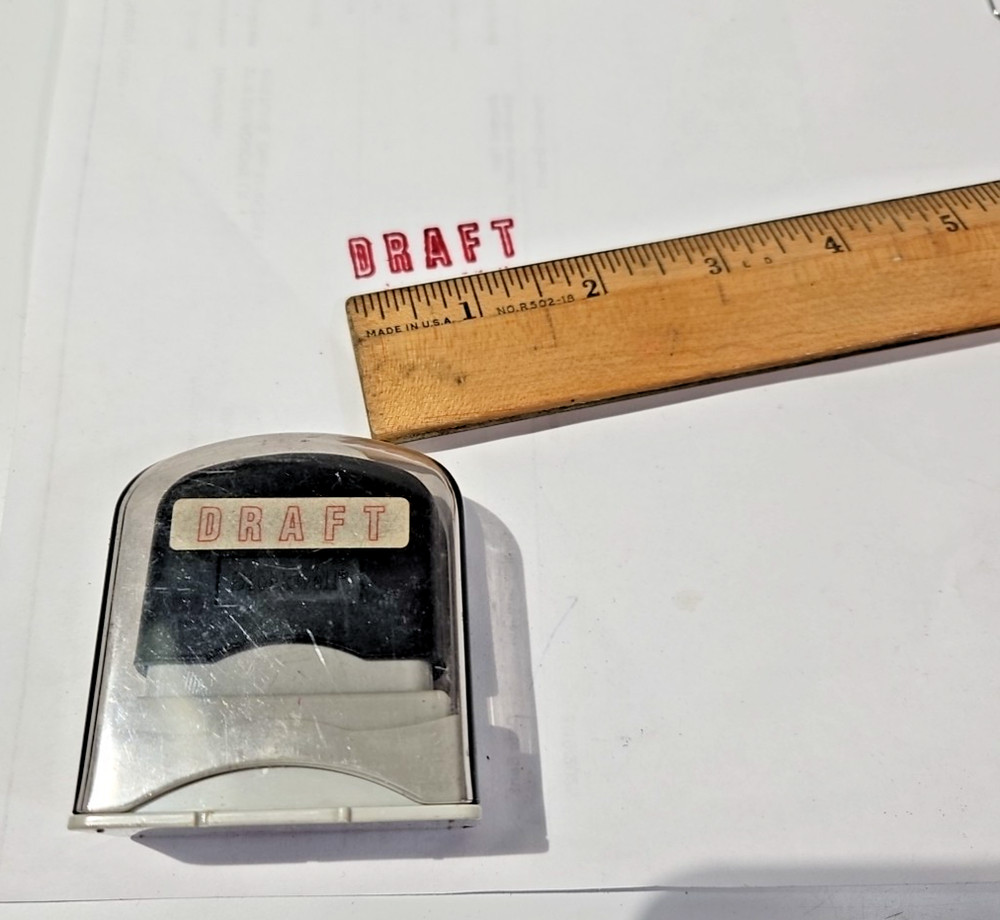 Stockwell RED Self Inking Stamp DRAFT vintage