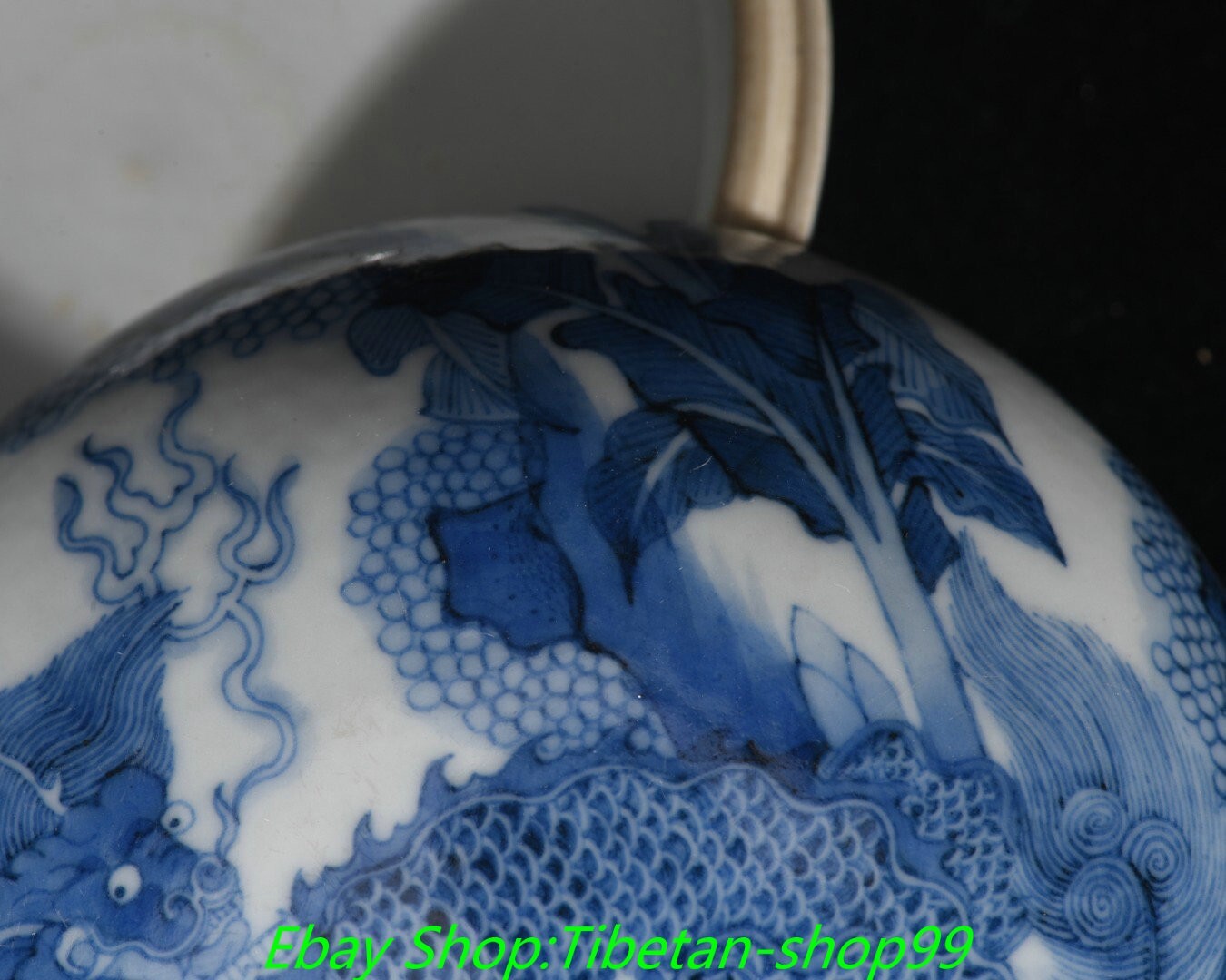 3.5''Qing Kangxi Marked Blue White Porcelain kylin Dragon unicorn Box Case