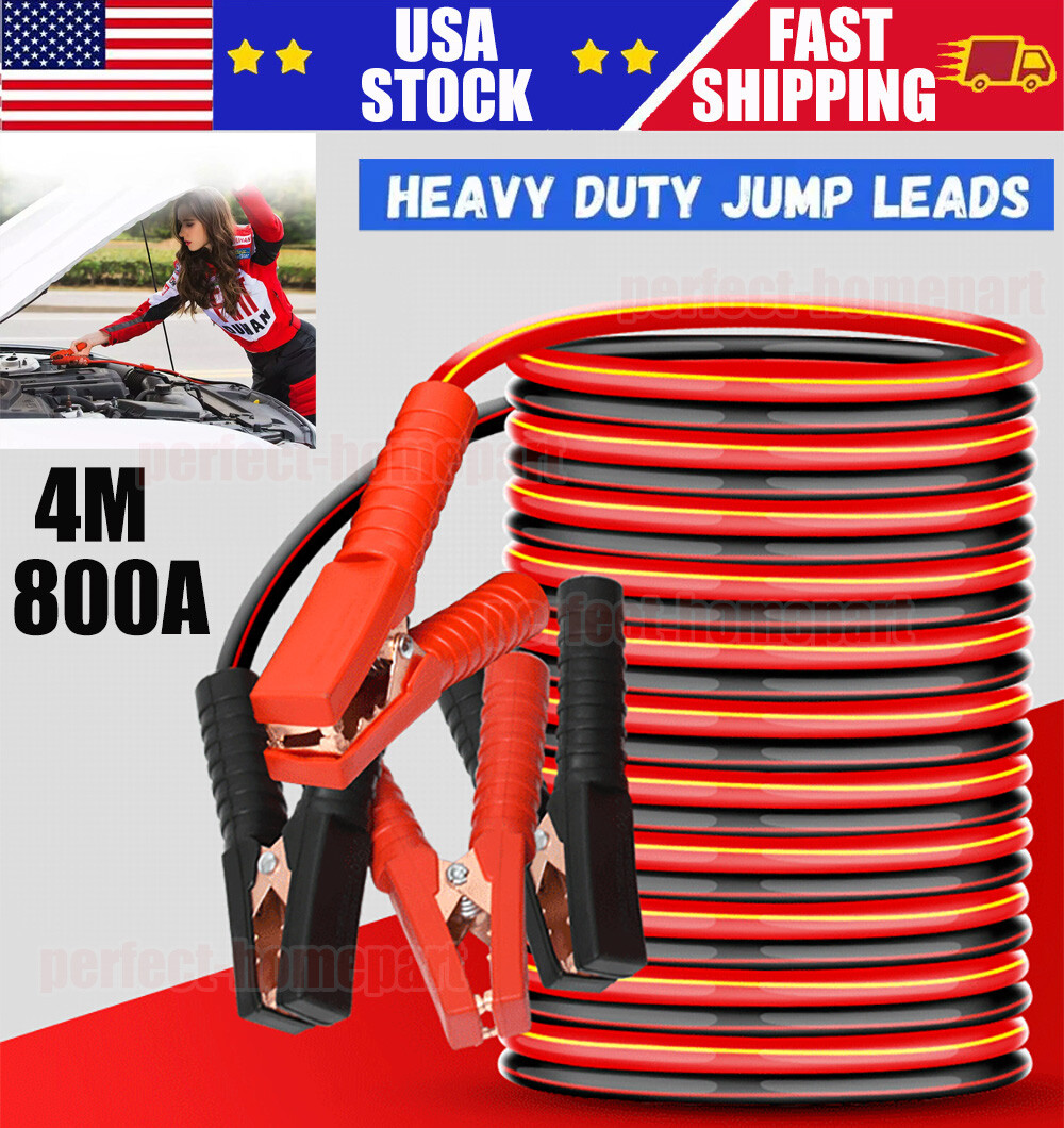 Heavy Duty Power Jumper Booster Cables Commercial Grade Battery 2 Gauge 800 AMP