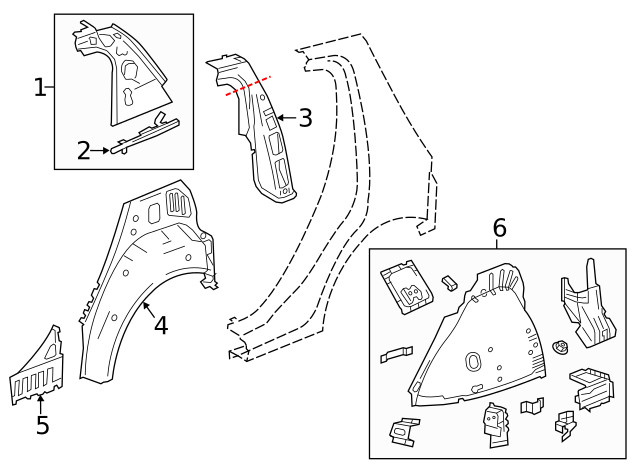Genuine GM Rear Driver Side Wheelhouse Outer Panel 95486719
