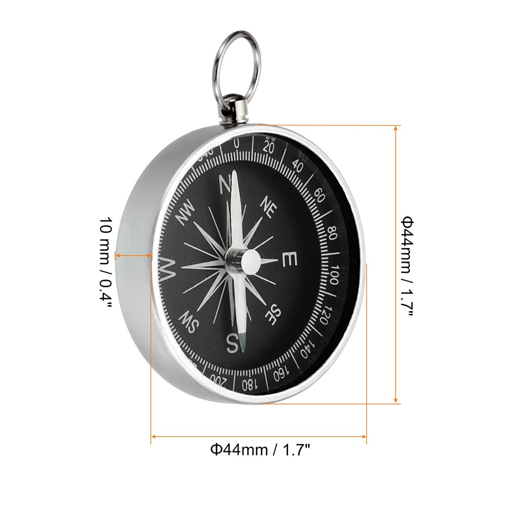 Pocket Compass Outdoors Navigation Compass with Key Ring White