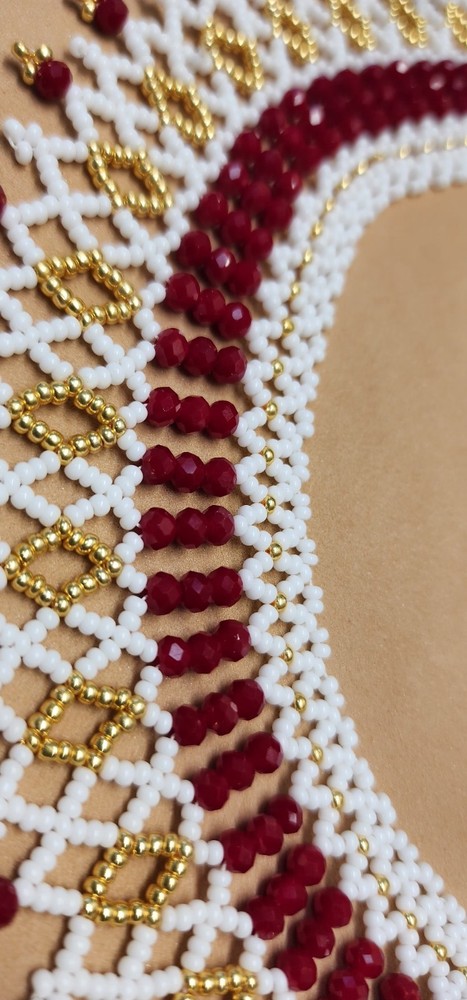 Red and White See Beads Necklace