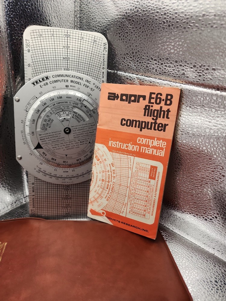 Vintage Telex E6-B Flight Computer w/ Manual & Case FAA Pilot Navigation