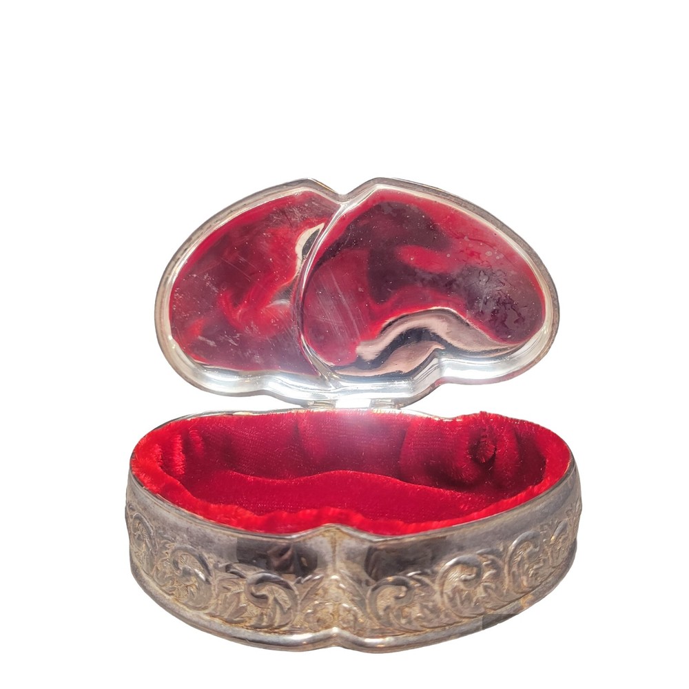 Godinger Heart Silver Plated Jewelry Red Velvet Lined Trinket Box