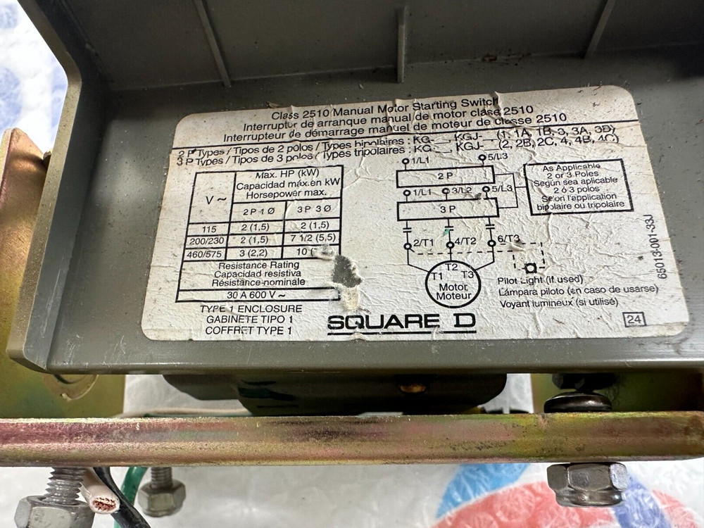 SQUARE D IEC947-4-1 MANUAL MOTOR SWITCH