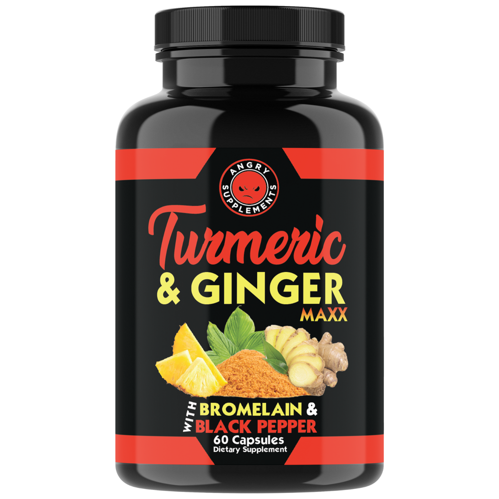Turmeric Ginger Pills Natural Joint Support Flexibility 12-Pk Angry Supplements