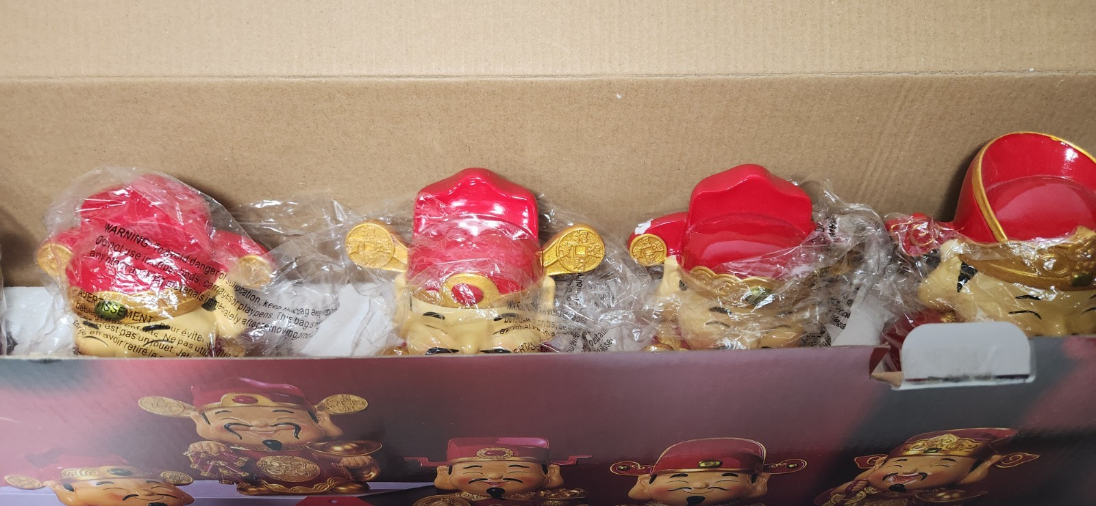 God Of Fortune, Set Of 5 Chinese Oriental Forklore Figures Whimsical Collectable