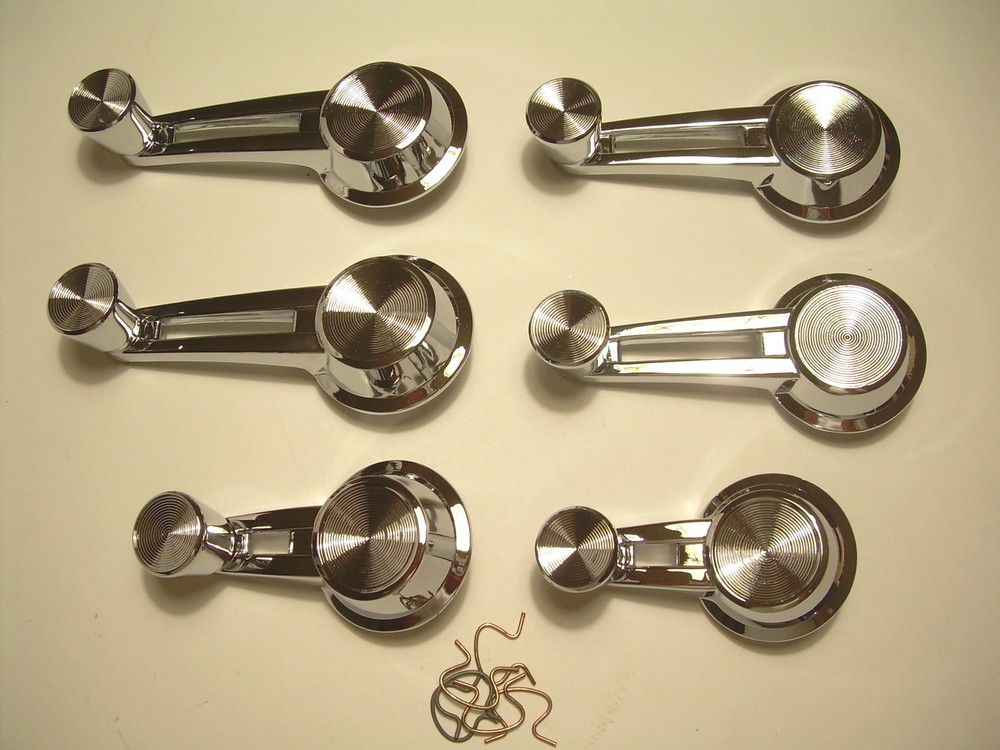 1961-1966 Impala Chrome Window Vent Crank Handle Set of 6 Chrome Knobs