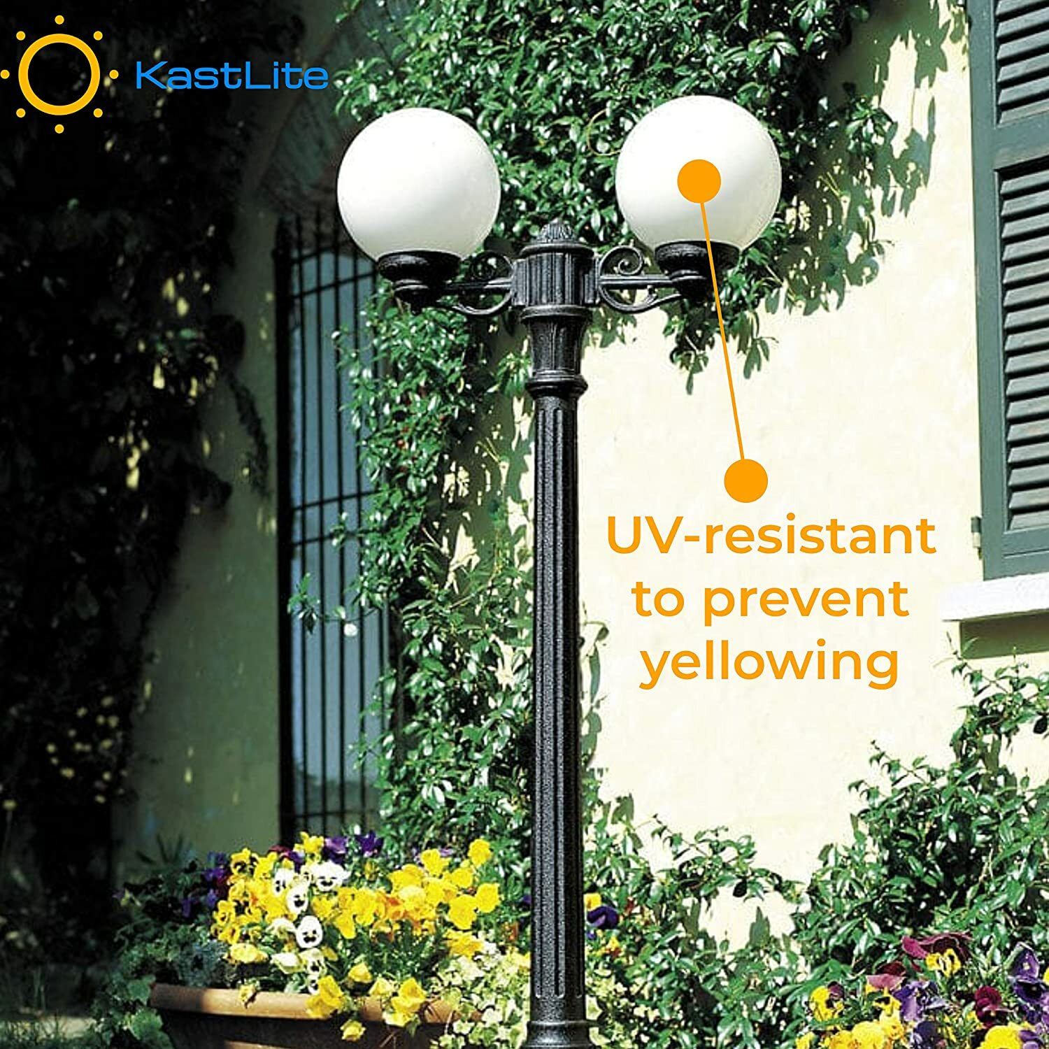 KastLite 18" White Acrylic Lamp Post Globe with 5.25" Neckless Opening