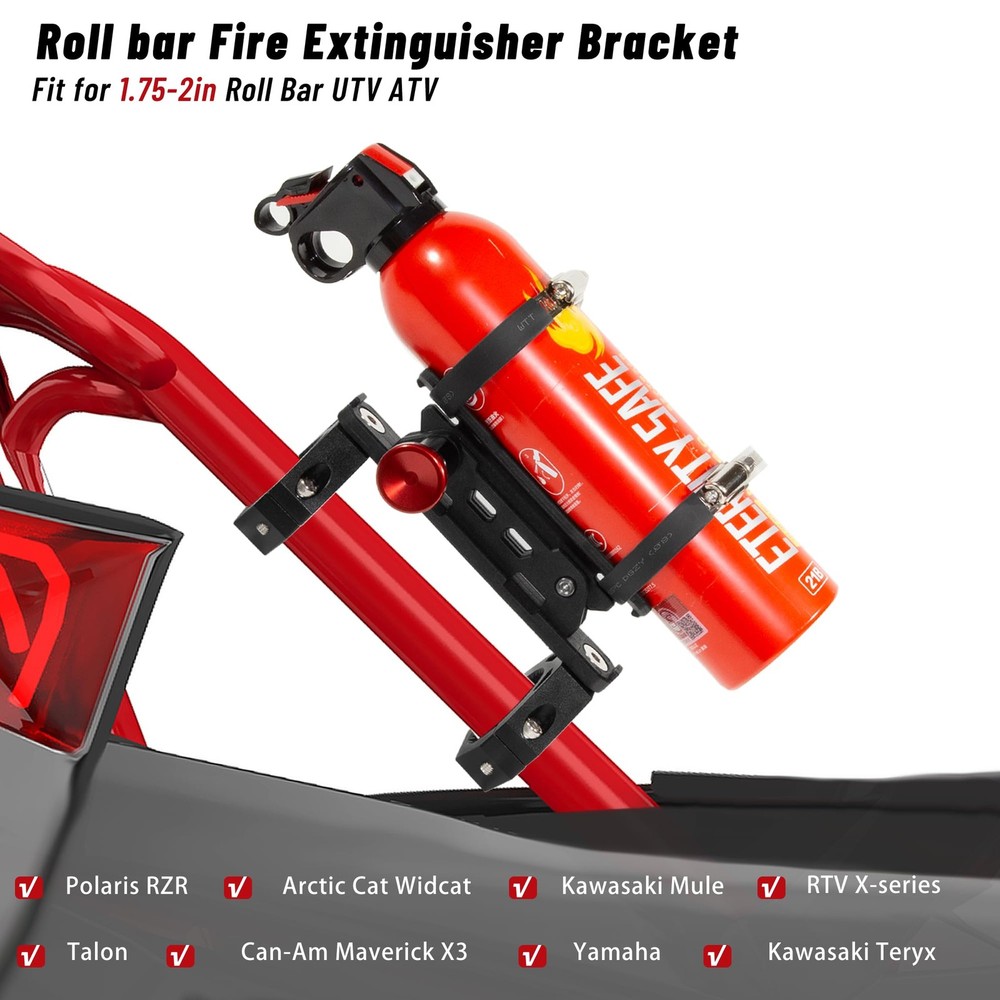 UTV Fire Extinguisher Mount Kit- Quick Release Roll Bar Black 1
