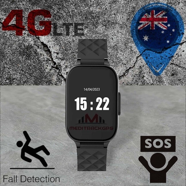 MediTrackGPS® MT52 SOS 4G Smart Watch for Seniors, Fall Detection, GPS Tracking