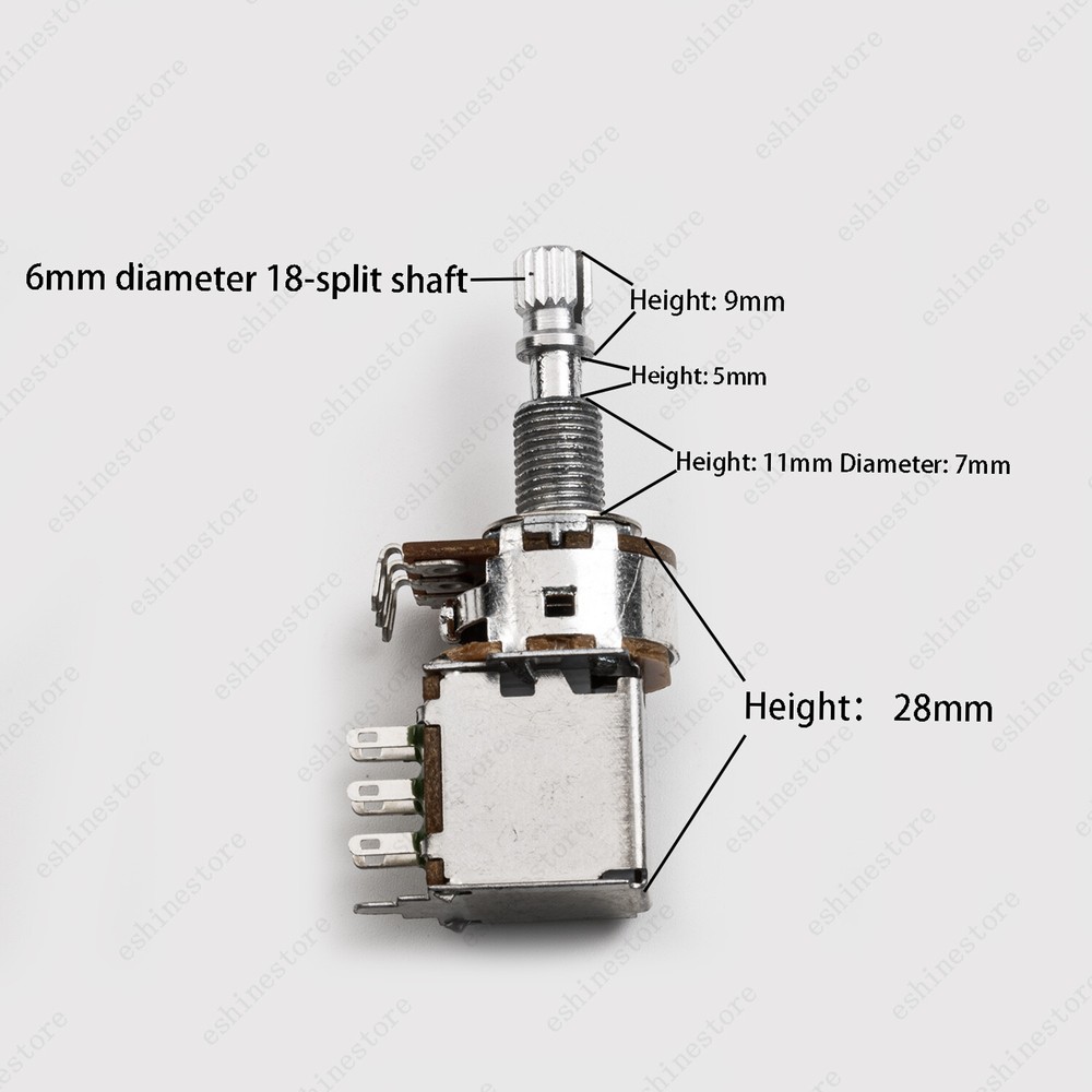 4 Pcs Guitar Push Pull Pot 18-Split Long Shaft switch, A/B/250/500K Tone Volume