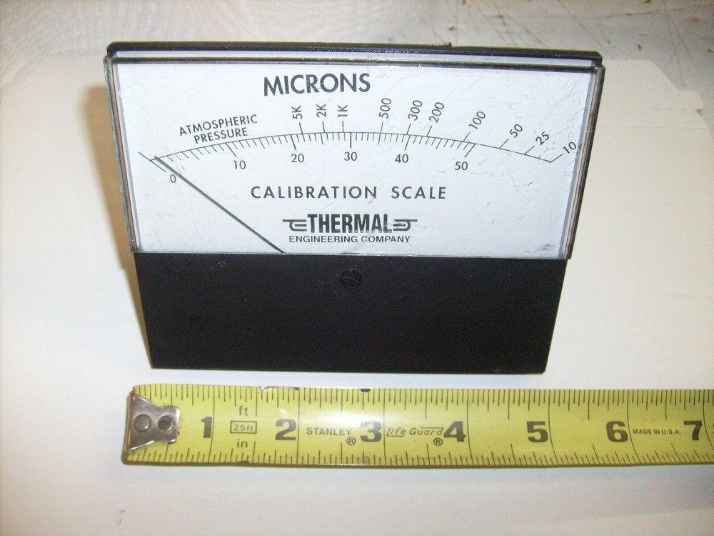 vintage Thermal Engineering Microns calibration scale Panel Meter - Atmosphere