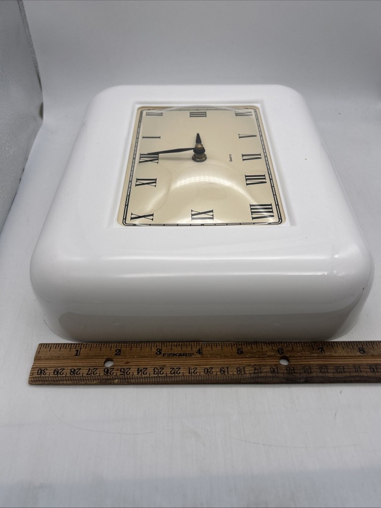 Hornet Industries Clock Bubble Face Rectangular 10.5” X 9” Roman Numerals NOS