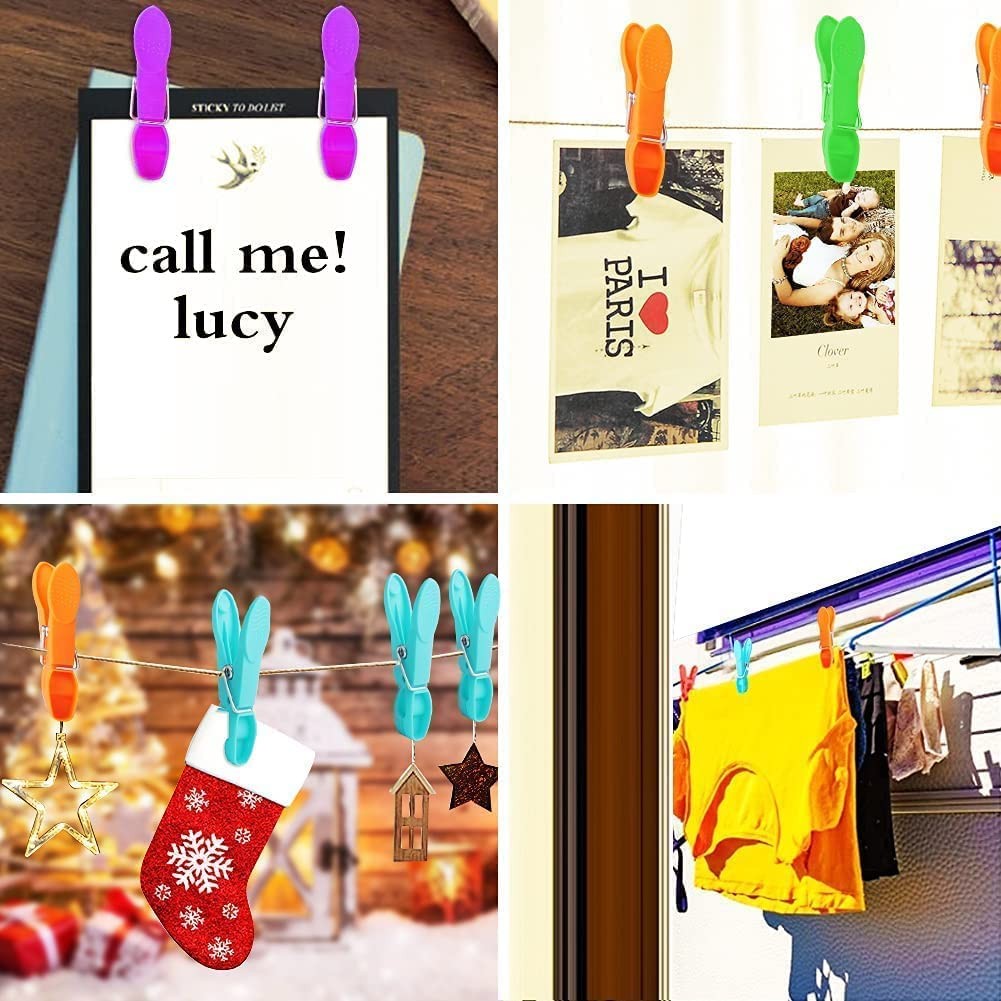 48 PCS Colored Plastic Clothespins,Heavy Duty Clothes Pins with Springs