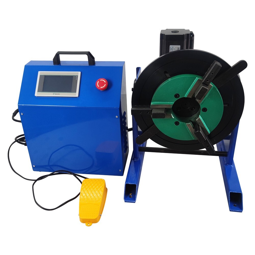110V PLC Controller 50KG Class Welding Positioner Turntable with 200MM Chuck