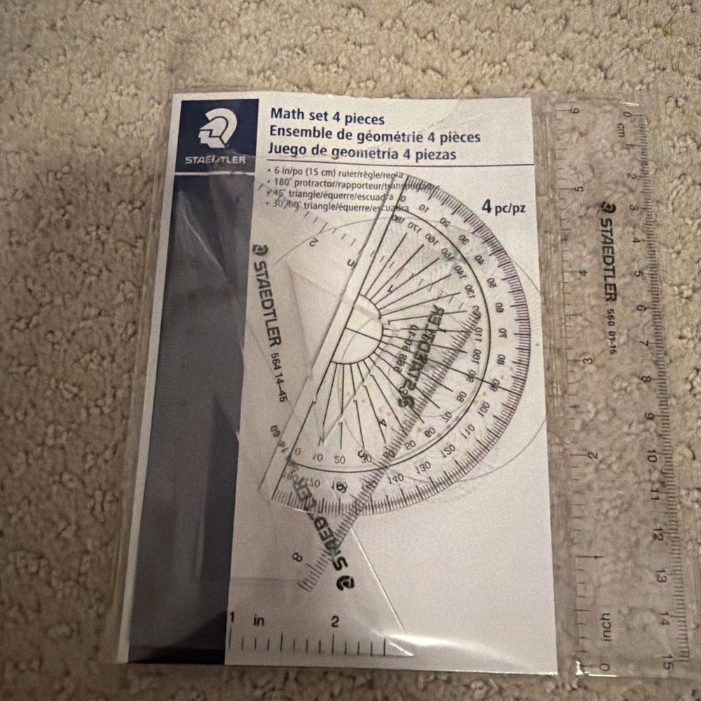 Staedtler Math Set - 4 Pc Geometry Kit For Students - Office Product -plus Extra