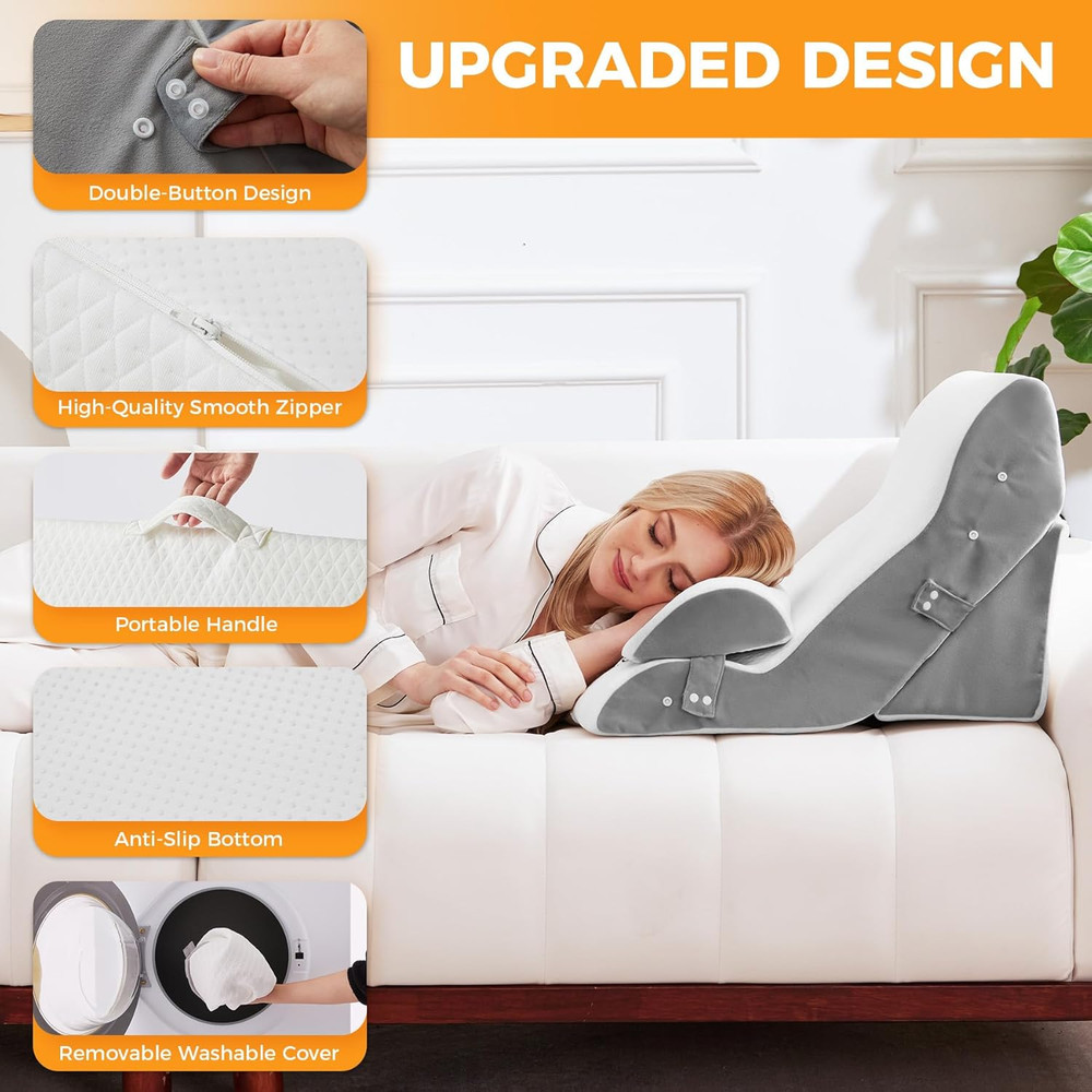 3PCS Wedge Pillow Set for after Surgery, Adjustable Back Pillow for Bed Sitting