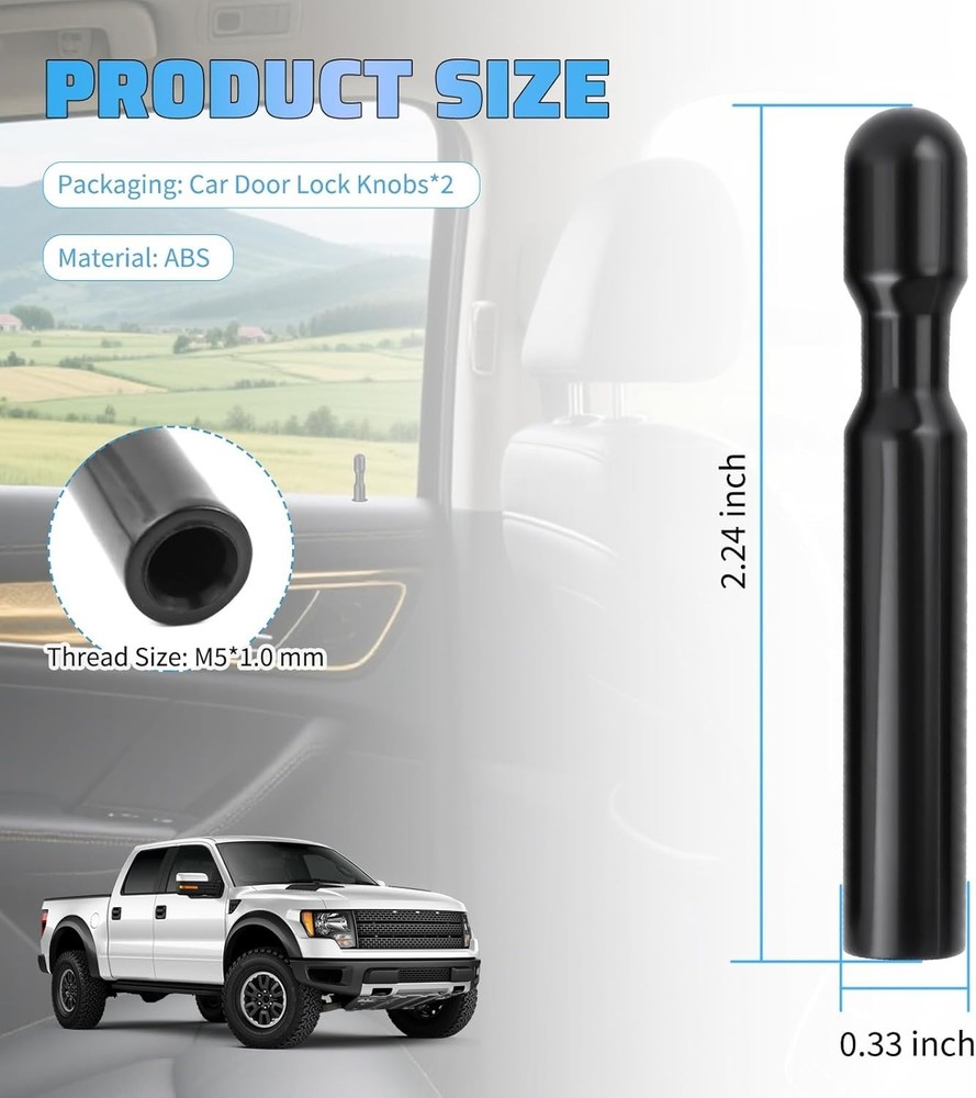 Essential 2-Set Car Door Lock Knobs – Compatible with Ford F150 & Mercury Sable