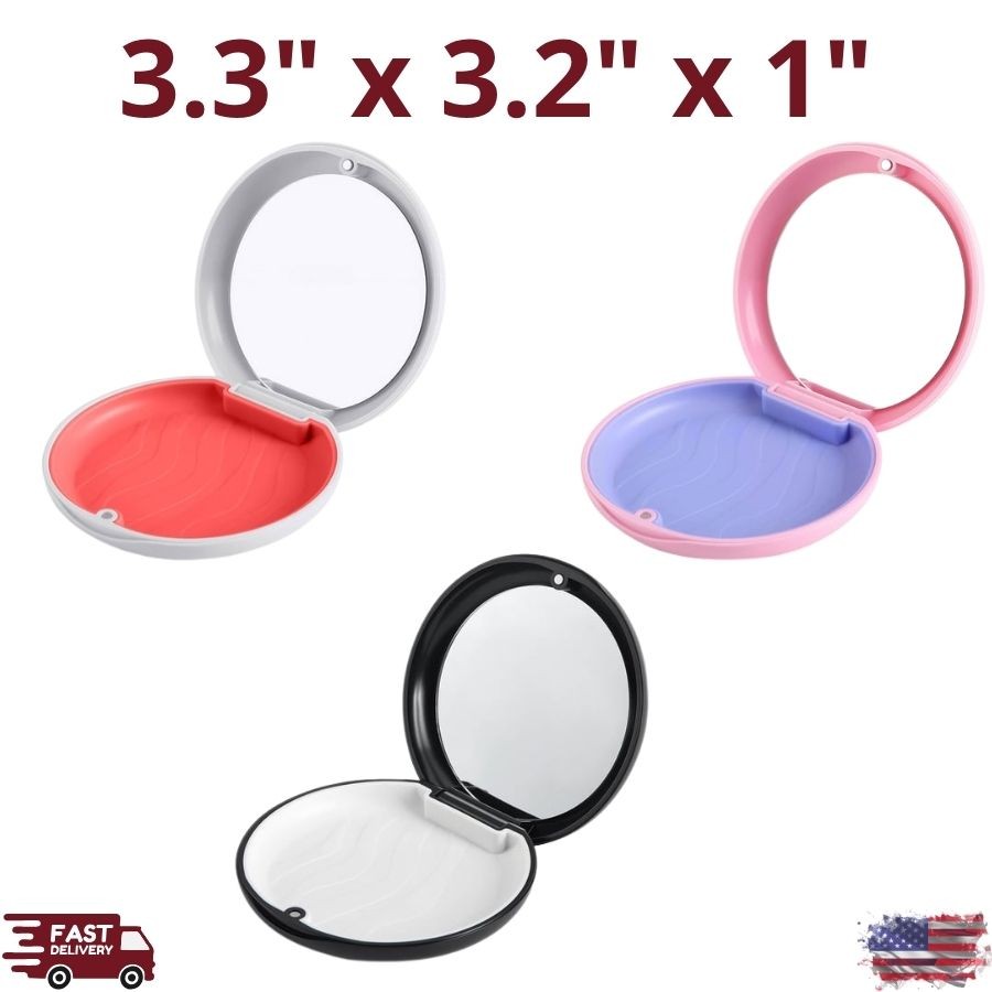 Dental Retainer Case w/ Mirror Secure Lock Lightweight Composite Storage Box