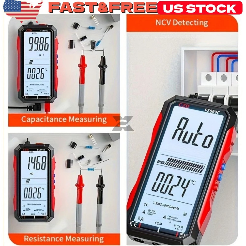 New Rechargeable Digital Multimeter FS899C - Electrical & NCV Testing US