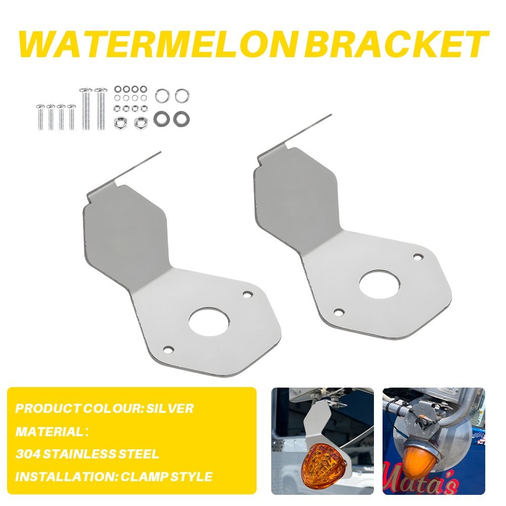2 Watermelon Mirror Turn Signal Angled Bracket Stainless - Light Not Include US