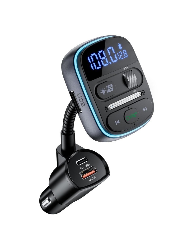 LENCENT Bluetooth FM Transmitter PD 30W, Bluetooth Car Adapter with QC3.0 Fas...