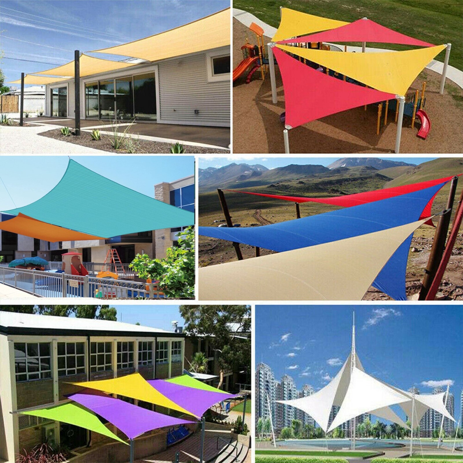 Rectangle Sun Shade Sail Canopy Shelter Shade Mesh Cover Patio Yard Pool Outdoor