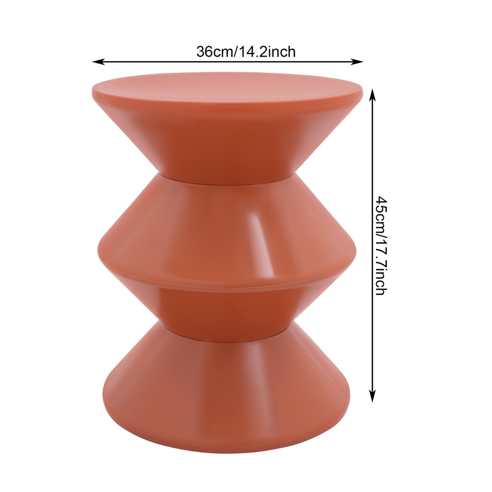 Orange Round Side Table Indoor PET End Table 36*45cm Floor-Standing Side Table