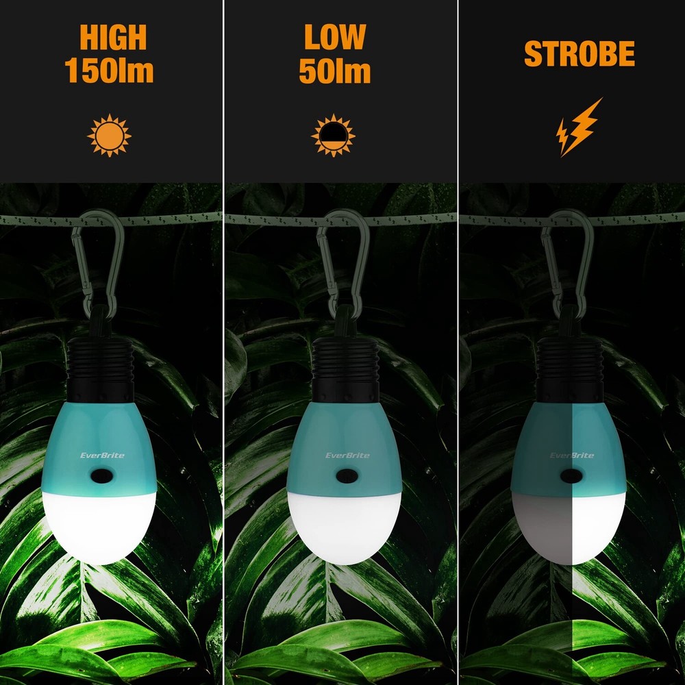 EverBrite Rechargeable Camping LED Bulb 3 Lighting Modes USB LED Tent Light Blue