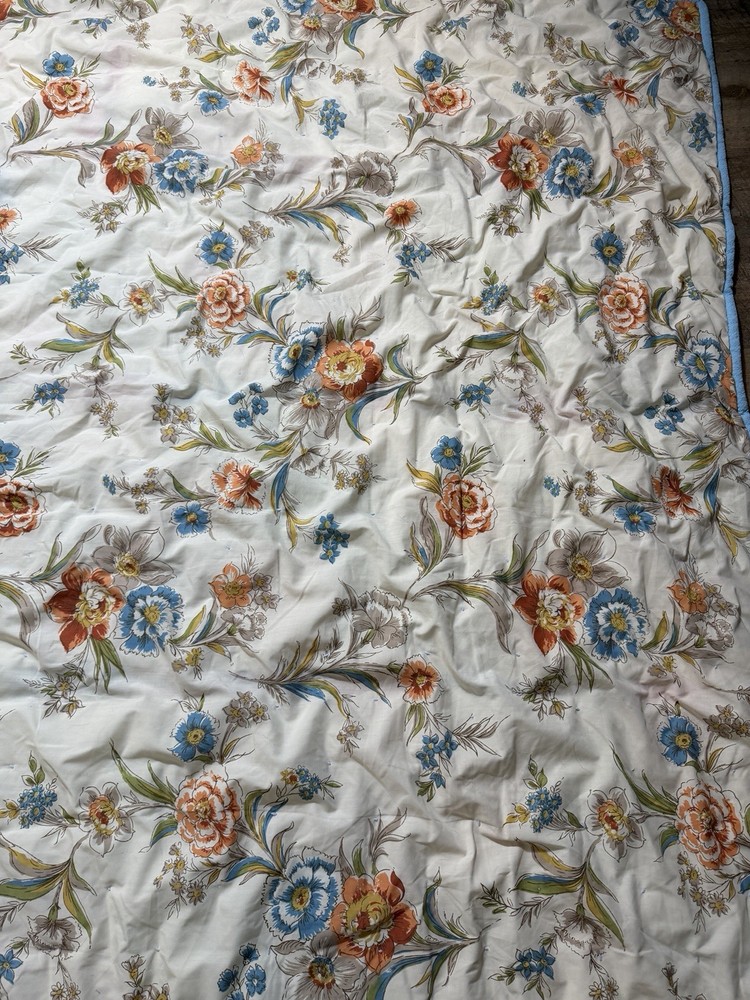 Handmade Rag Quilt Patchwork Tied Multicolor 87x75” Cotton Throw Bedspread