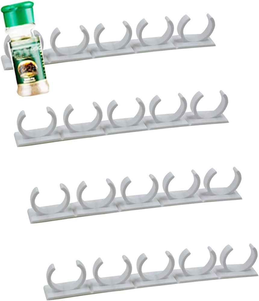 4 Pack 20-Clips Spice Gripper Clip Wall Mounted Kitchen Spice Jar Rack