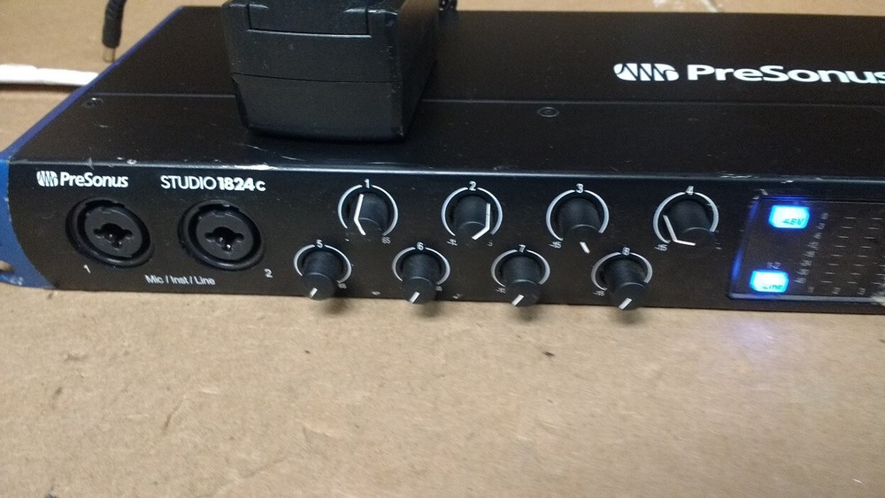 PreSonus Studio 1824c USB C Audio Interface with 2 broken knobs used see listing