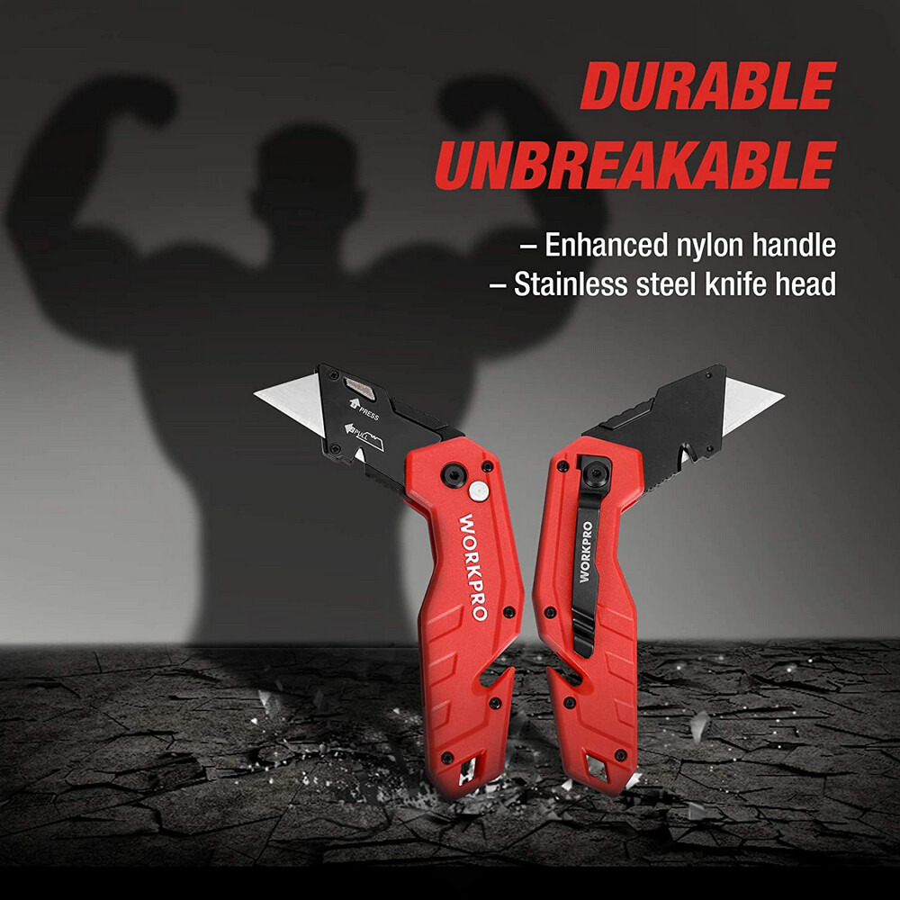 WORKPRO Folding Utility Knife Multi function Pocket Cutter W/Quick-Change Blade