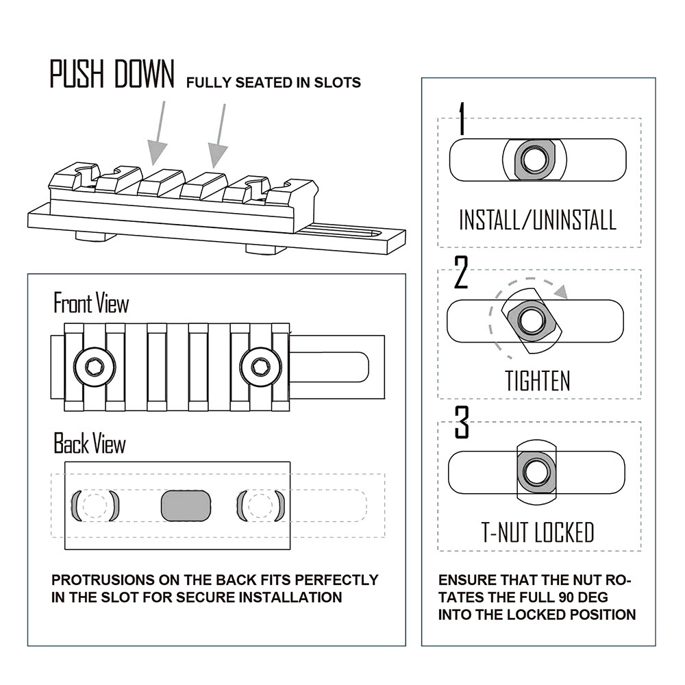 12 Pack M-LOK Screw and Nut Replacement Set for Rail Sections