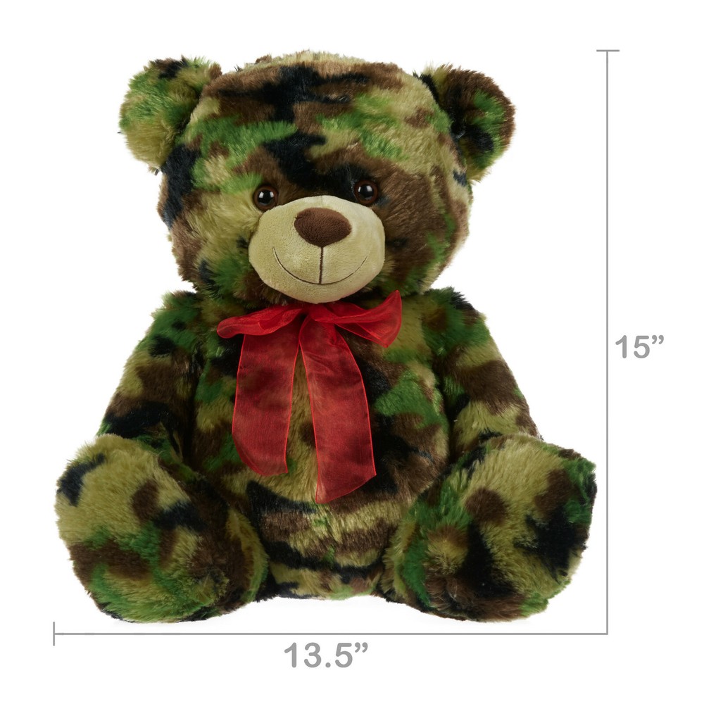 Plush Camouflauge Bear - 15"  - NEW