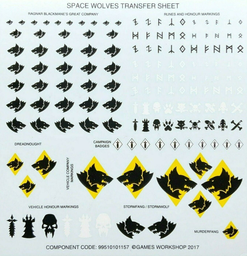 Warhammer 40k Space Wolves transfer sheet - New