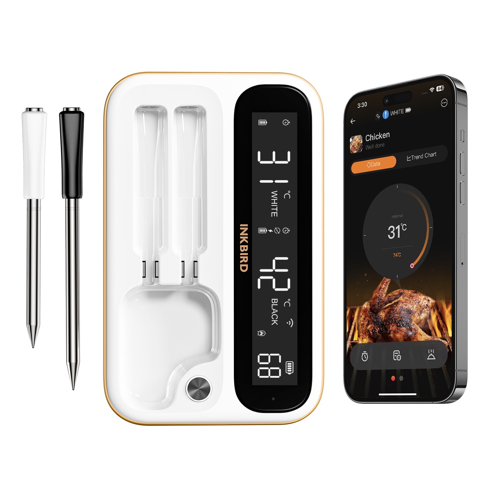 2/4 Probes Wireless BBQ Thermometer Inkbird Meat Cooking WiFi Bluetooth Control