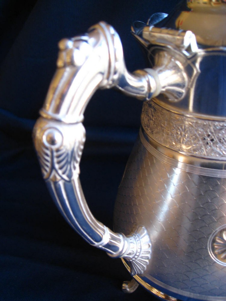 Silver-plated Coffee Pot - Extensive engravings - Excellent condition