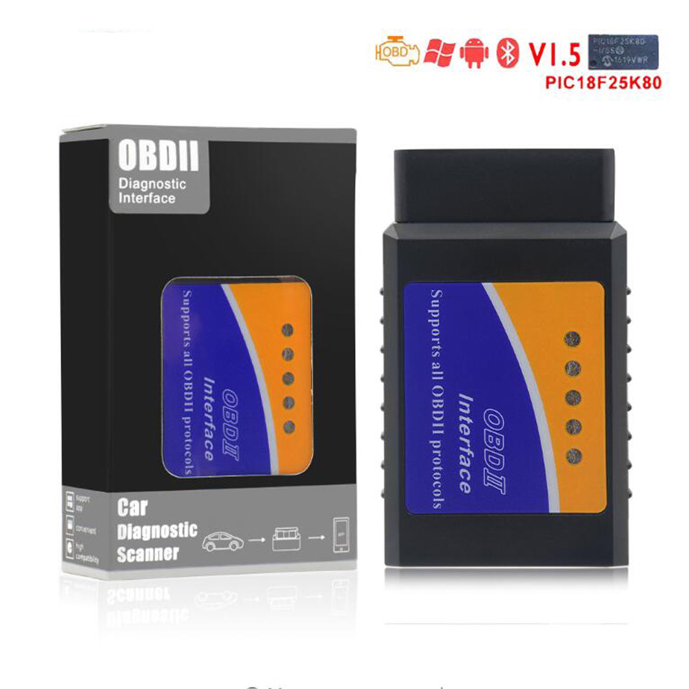 ELM327 Bluetooth v1.5 PIC18F25K80 Chip Obd2 Scanner Adapters Car code reader