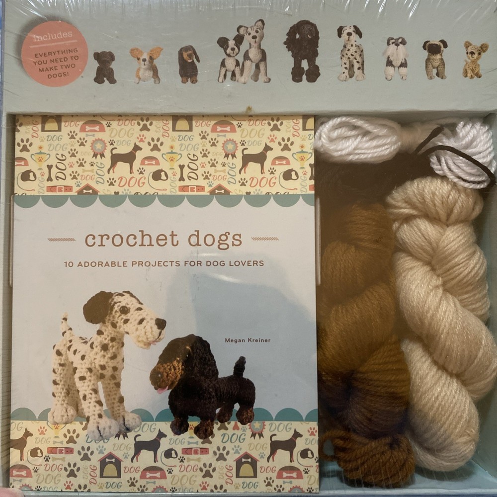Crochet Dogs Kit- 10 Patterns + Hook + Yarn + Needle + Stuffing & More!