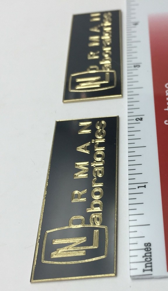 Norman Laboratories Labs Speaker Badge Custom Engraved Brass