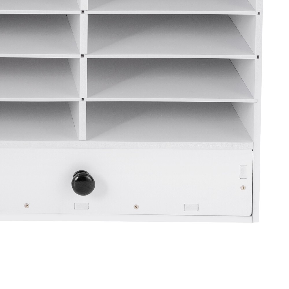 PVC Literature Organizer Adjustable File Sorter Stackable 32 Compartments White