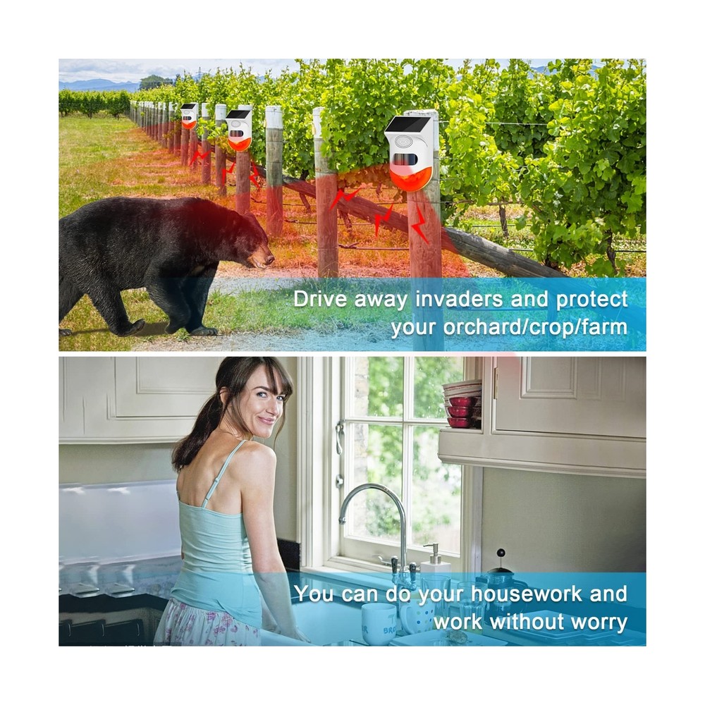 ChunHee Solar Motion Sensor Outdoor Alarm,Adjustable Sensitivity Mo... Fast Ship