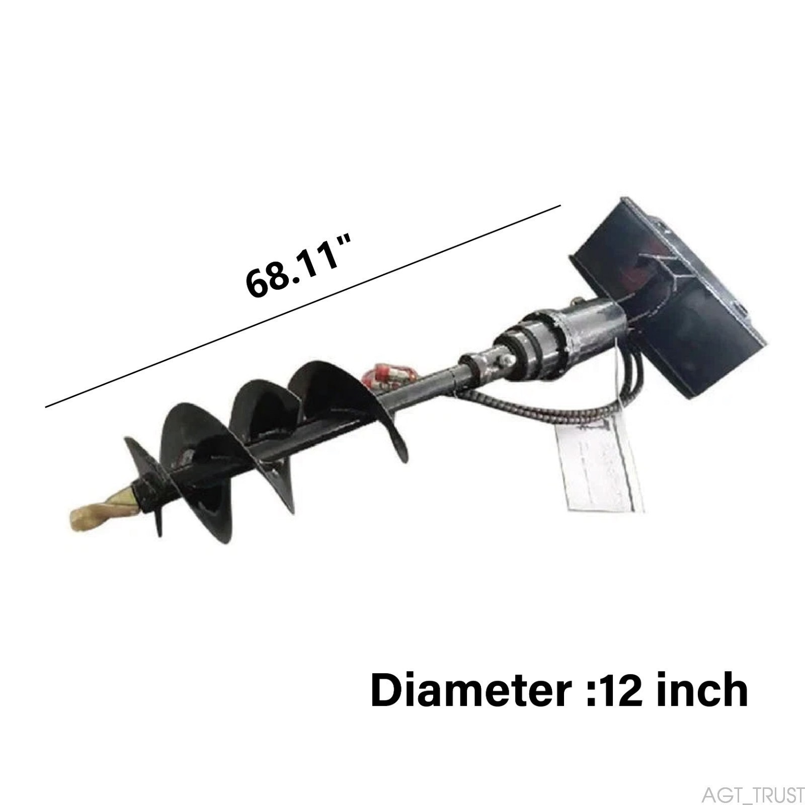 AGROTK M-AG 12" Hydraulic Auger Attachment for AGT Mini Skid Steer