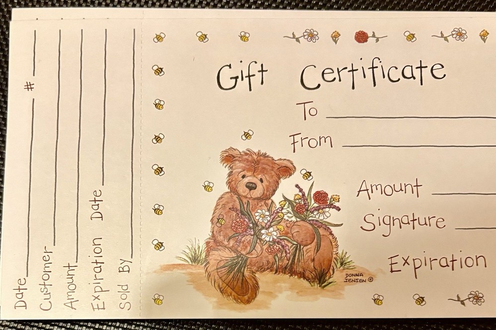 Bears And Flowers Gift Certificates